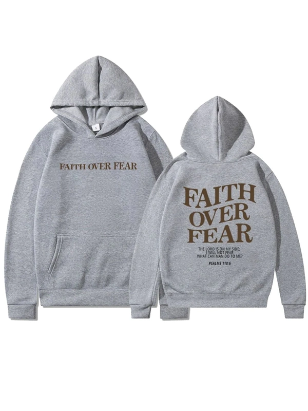 Faith Over Fear Grey Hoodie