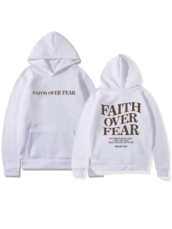 Faith Over Fear White Hoodie