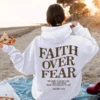 Faith Over Fear White Ovesized Hoodie