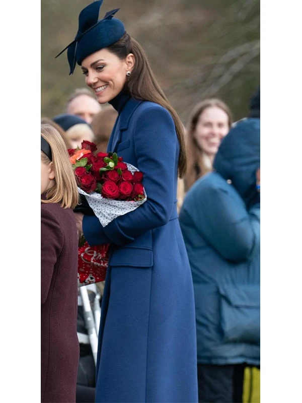 Kate Middleton Alexander Mcqueen Blue Long Coat