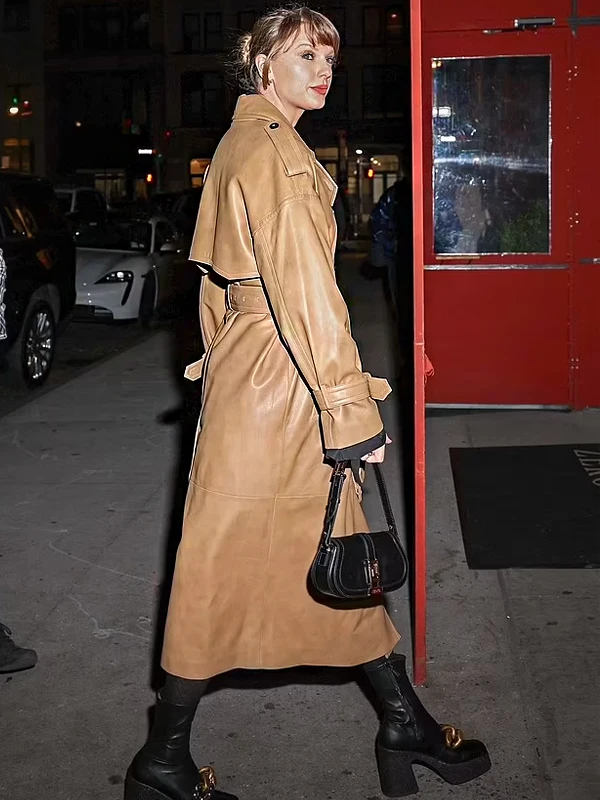 Mustard Leather Trench Coat Taylor Swift
