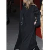 Selena Gomez Black Long Overcoat