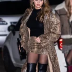 Selena Gomez Snake Print Coat