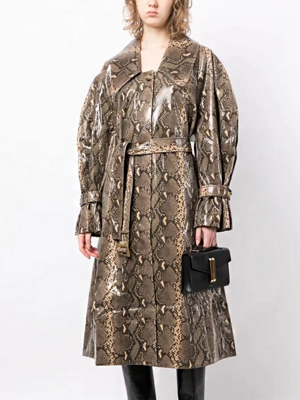 Snake Print Coat Selena Gomez