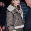 Taylor Swift Aviator Shearling Leather Jacket