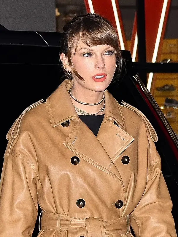 Taylor Swift Belted Leather Trench Coat