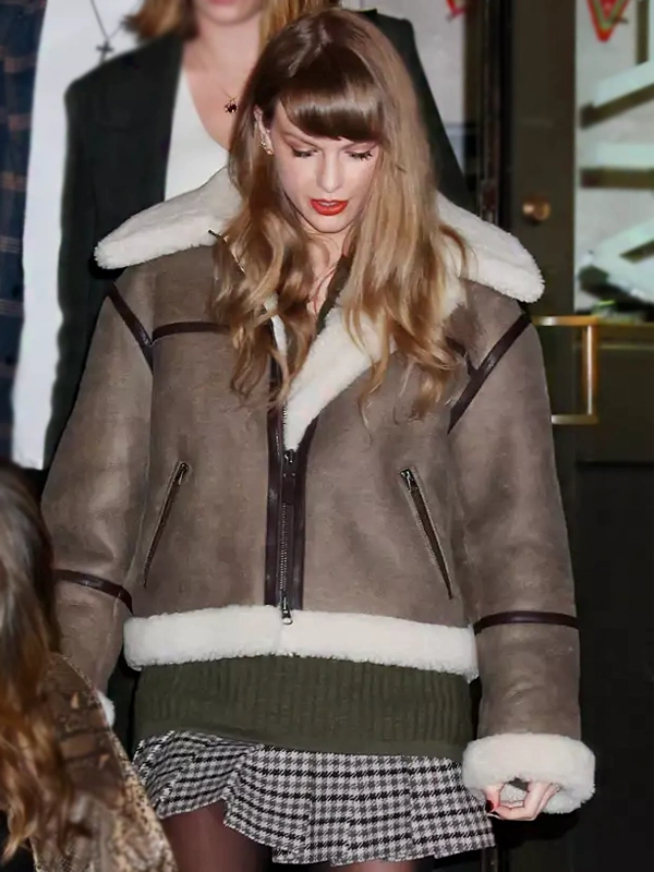 Taylor Swift Shearling Brown Leather Jacket