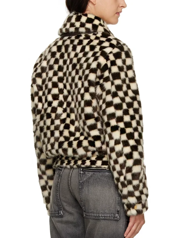 AMIRI CHECKERED FAUX FUR BLOUSON JACKET