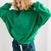 Aerie Sherpa Patchwork Green Hoodie