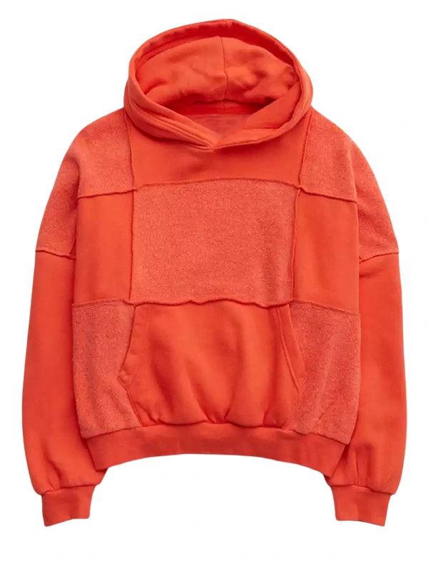 Aerie Sherpa Patchwork Hoodie Orange