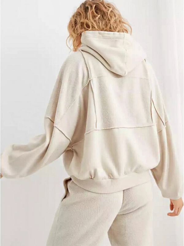 Aerie Sherpa Patchwork White Hoodie