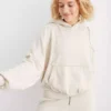 Aerie Sherpa Patchwork White Oversized Hoodie