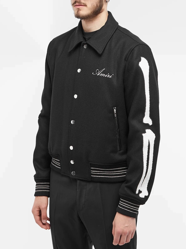 Amiri Bones Varsity Jacket Black - Jackets Junction