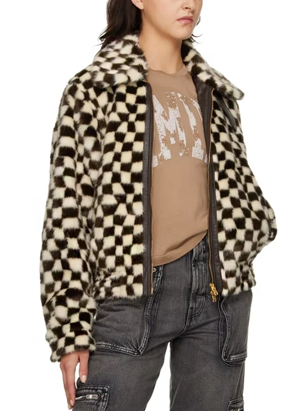 Amiri Off-White & Brown Faux Fur Jacket