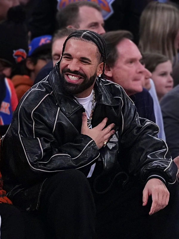 Drake Avirex Black Leather Bomber Jacket