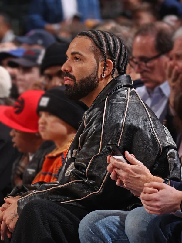 Drake Avirex Black Leather Jacket