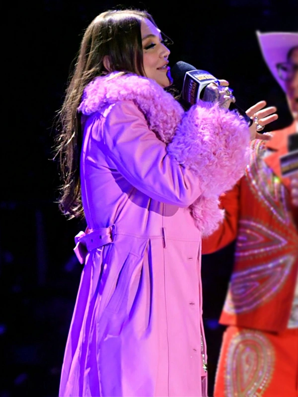 Elle King Pink Shearling Coat