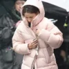 Fool Me Once Maya Stern Pink Puffer Hooded Coat