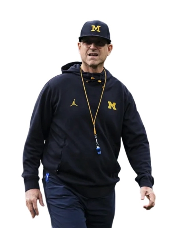 Michigan Wolverines Jim Harbaugh Black Hoodie Jackets Junction