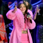 Nashville Big Bash Elle King Pink Leather Shearling Coat