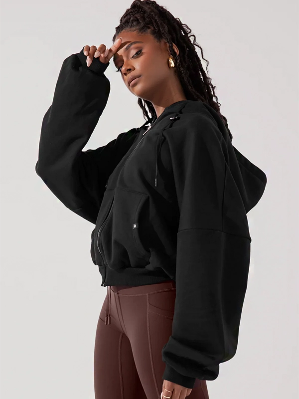 Popflex Cloud Black Zip-Up Hoodie