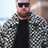 Travis Kelce Amiri Checkered Faux Fur Jacket