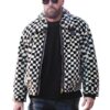 Travis Kelce Checkered Faux Fur Jacket