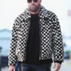 Travis Kelce Checkered Print Faux Fur Jacket