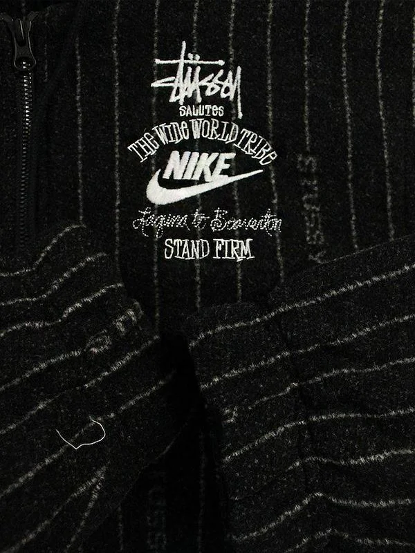 Travis Kelce Nike x Stussy Hooded Black Striped Jacket