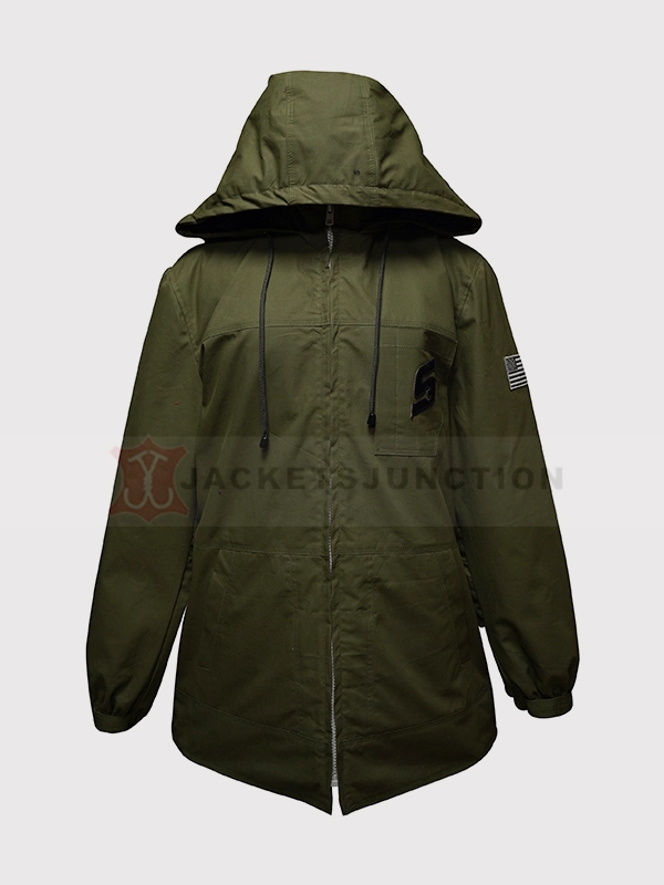 green snap on jacket