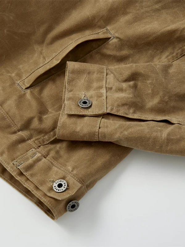 Flannel-lined Waxed Tan Brown Trucker Jacket