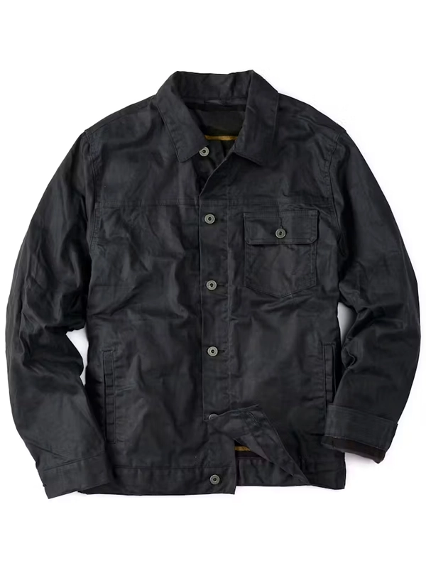 Flint and Tinder Black Waxed Trucker Jacket