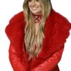 Lainey Wilson Red Faux Fur CoatD