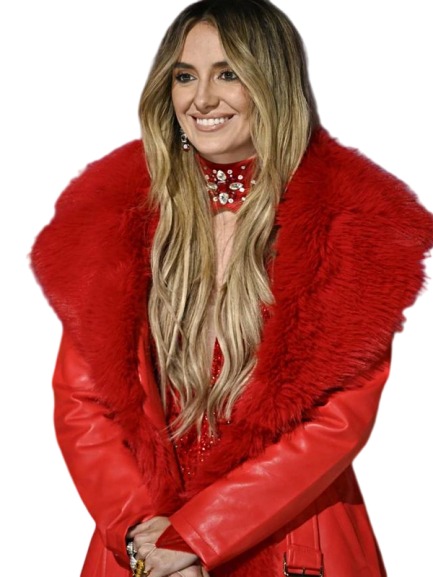 Lainey Wilson Red Faux Fur CoatD