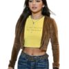 MADAME WEB ISABELA MERCED BROWN CROPPED HOODIE