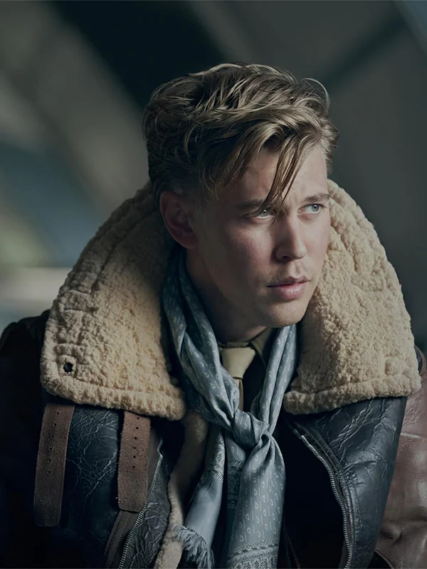 Masters Of The Air Austin Butler Brown & Black Shearling Jacket