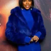 Mea Culpa 2024 Kelly Rowland Blue Faux Fur Jacket