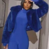 Mea Culpa Kelly Rowland Blue Fur Jacket