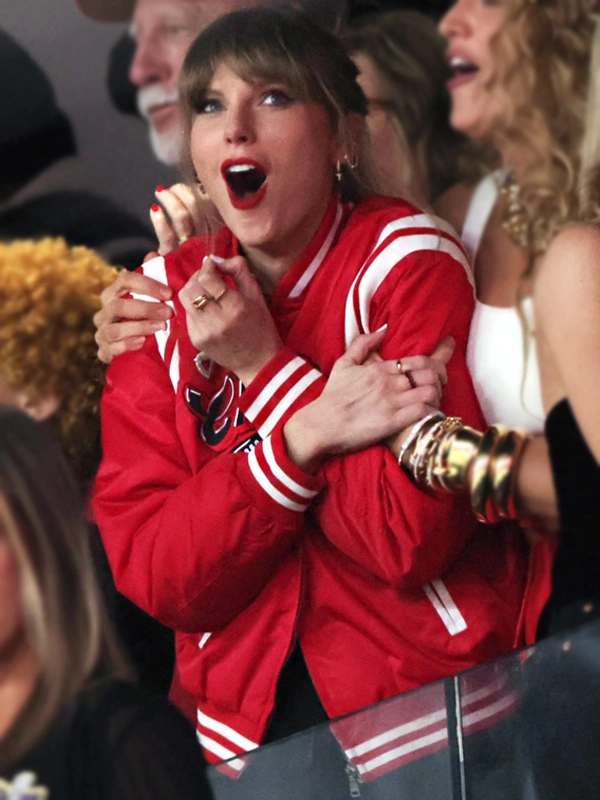 Super Bowl LVIII Erin Andrews Taylor Swift Chiefs Bomber Jacket