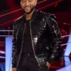 The Voice John Legend Black Leather Crocodile Jacket