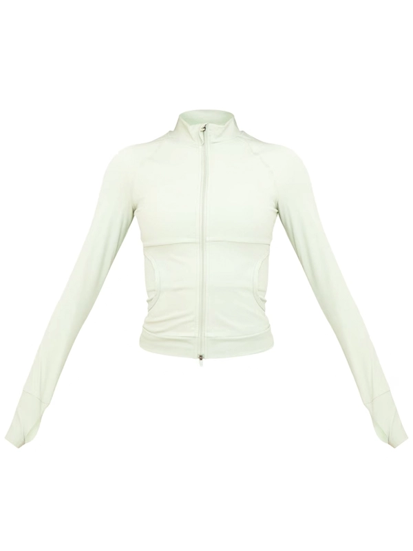 Womens Matcha Green Sculpt Pocket Front Zip Up Jacket