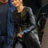 Zendaya The Attico SS24 Jimmy Kimmel Live Black Leather Jacket