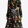 Carrie Preston Elsbeth Black Floral Trench Coat