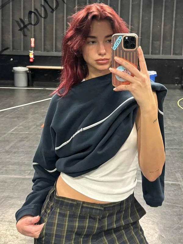 Dua Lipa Training Season Blue Sweater