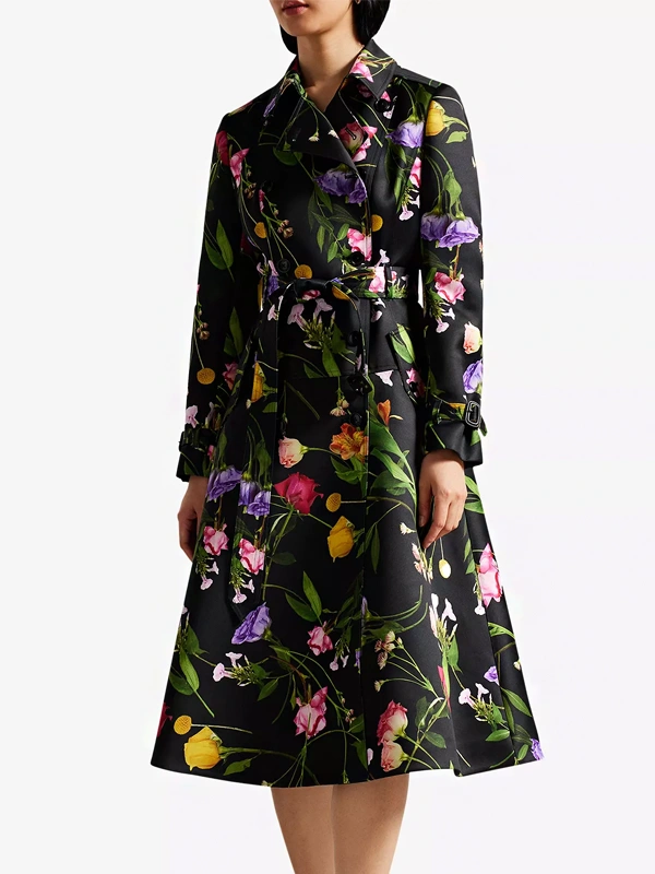 Elsbeth Carrie Preston Black Floral Coat