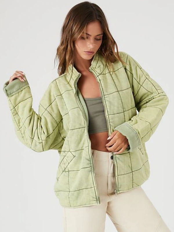 Forever 21 Quilted Jacket Green