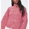 Forever 21 Quilted Jacket Pink