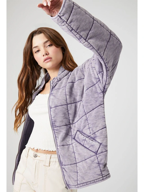 Forever 21 Quilted Jacket Purple