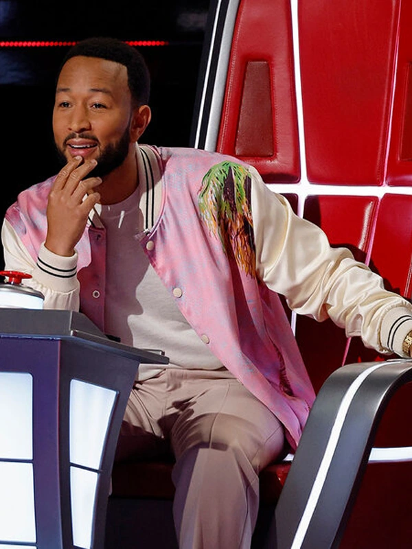 John Legend The Voice S25 Pink Printed Bomber Jacket