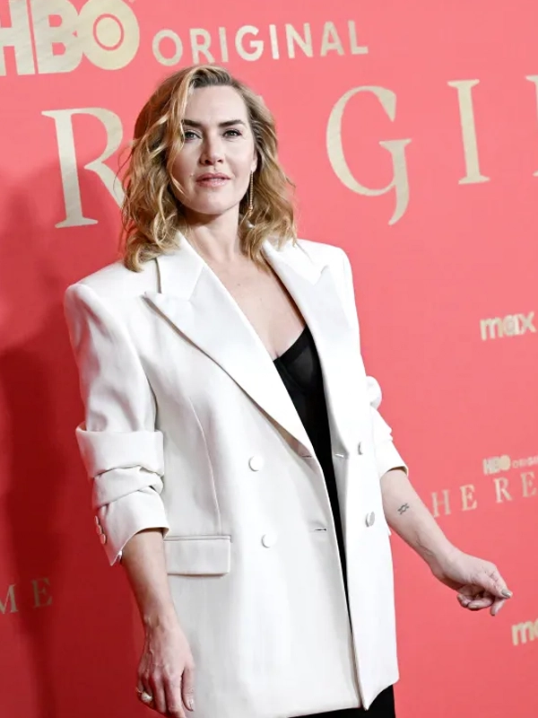 Kate Winslet The Regime White Oversized Blazer